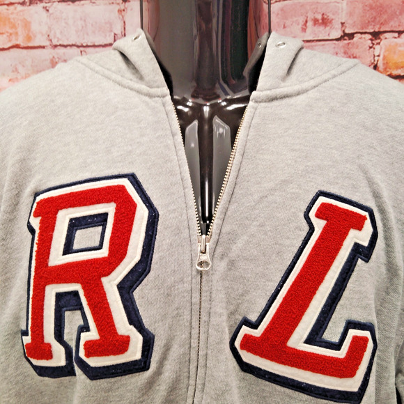 Ralph Lauren Hoodie Men's Gray Fleece Cotton Casual Long Sleeve Full Zip Outdoor - Picture 3 of 8